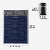 Double Sleeping Bag for Adults, Queen Size 2 Person Sleeping Bag with 2 Pillows, for Cold Weather & Warm, Blue