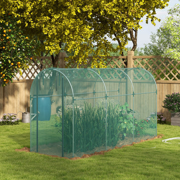 Galvanized Steel Crop Cage, Plant Protection Tent with Zippered Door, 4' x 12', Green