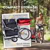 2-in-1 Bike Trailer for Kids, Foldable 2-Seat Baby Stroller with 5-Point Harness, Rubber Wheels, Storage Bag, Red