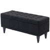 Storage Ottoman, Linen Fabric End of Bed Bench with Button Tufted Storage Bench for Bedroom, Blue