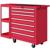 7-Drawer Rolling Tool Chest with Detachable Side Shelf, Lockable Tool Cabinet Box Organizer with Wheels, Red