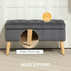 Storage Ottoman with Lid, Velvet Upholstered Storage Bench with Wood Legs for Living Room, Charcoal Grey