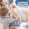 Wooden Activity Cube, Rocket Theme Educational Toys with Shape Sorter & Bead Maze for Toddlers 24M-6Y Fine Motor Skill