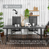 Foldable Patio Dining Table for 6, Rectangular Outdoor Table for Garden Lawn Backyard, Dark Grey
