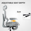 Mesh Office Chair with 3D Armrest, High Back Desk Chair with Lumbar Support, 135° Reclining, Adjustable Headrest, Grey