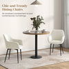 Dining Chairs Set of 2, Velvet-look Fabric Upholstered Kitchen Chairs with Backrest, Armrests and Steel Legs, Cream White