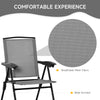 Folding Outdoor Bistro Set, Patio Table and Chairs with Reclining Backrest and Round Dining Table, Grey