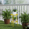 Round Garden Table, 2-Tier Small Side Table, Metal Patio Table Coffee Table Dining Table, Yellow
