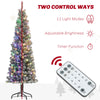 6ft Prelit Pencil Artificial Christmas Tree, Flocked Xmas Tree with Remote, Dual Colour LEDs, 429 Tips, Metal Stand