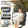 Hanging Egg Chair with Stand, Foldable Wicker Rattan Swing Chair with Thick Cushion and Safety Rope, Grey