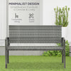 Rattan Wicker Loveseat Garden Bench Hand Woven Portable Backyard Gray