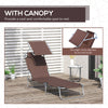 Outdoor Lounge Chair, Adjustable Folding Chaise Lounge,  Tanning Chair with Sun Shade for Beach, Camping, Hiking, Backyard, Brown