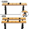 Foldable Work Bench w/ 4 Adjustable Clamps, Carpenter Saw Table, MDF Surface, Steel Frame, Portable Work Bench 100kg/220lbs Capacity