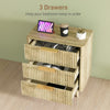 Fluted Chest of Drawers, Modern 3 Drawer Dresser with Pine Wood Legs, Finger Pulls for Closet, Living Room, Hallway, Oak