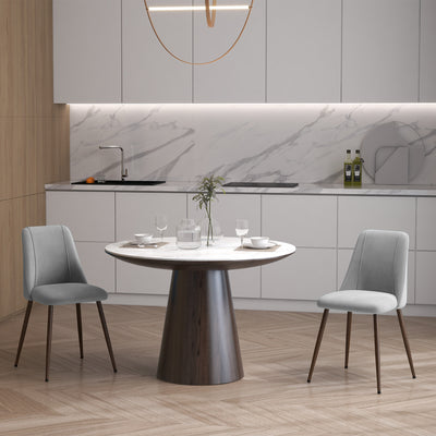 Upholstered Dining Chairs Set of 4, Velvet Accent Chair with Back and Wood-grain Steel Leg for Kitchen