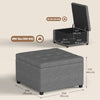 Tufted Storage Ottoman, Upholstered Accent Bench Seat, Cube Storage Box, Footrest Stool, Dark Grey