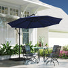 9.6ft Offset Patio Umbrella Garden Hanging Parasol Banana Cantilever Umbrella with Base, Crank, Blue