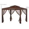 10' x 10' Outdoor Canopy Tent Party Tent with Mesh Netting and Double Tier Roof for Backyard, Garden, Patio, Brown