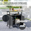Outdoor Grill Cart Table with Foldable Side Table, BBQ Grill Stand with Stainless Steel Top & Hooks, 45.7