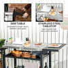 3-Shelf Outdoor Grill Cart Table with Foldable Side Table and Stainless Steel Table Top, Pizza Oven Stand on Wheels
