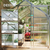 6' x 10' x 6.6' Polycarbonate Greenhouse, Walk-In Green House Kit Garden, Plants Grow, Galvanized Sheet Aluminum Frame with Rain Gutter, Vents and Sliding Door, Silver