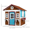Wooden Playhouse for Kids Outdoor with Door, Windows, Planter Pots and Boxes for Toddlers 3-8 Years, Beige