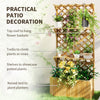 Raised Garden Bed, Wooden Planter with Trellis, Hanging Roof, Plant Shelf, Drainage Holes and Bed Liner, Nature Wood