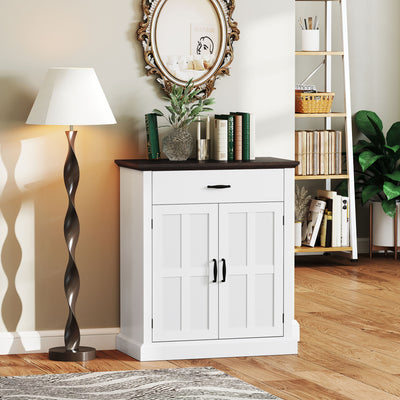 Sideboard Buffet, Modern Storage Cabinet with 2 Doors and Adjustable Shelf, White