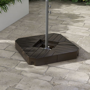 Offset Umbrella Base Outdoor Umbrella Weights, 132 lb. Capacity Water or 176 lb. Capacity Sand, Brown
