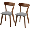 Dining Chairs Upholstered Linen-Look Kitchen Chairs Rubberwood Legs Set of 2 Grey and Brown