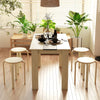 Round Stackable Chairs Set of 4, 18-Inch Backless Stacking Stools for Kitchen, Dining Room, Office, Outdoors, Natural Wood