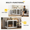 Pet Crate End Table with Water-resistant Cushion or Large Medium Dogs, White