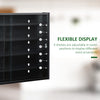 5-Tier Display Cabinet, Shot Glass Display Case, Glass Curio Cabinet with 2 Glass Doors and 4 Adjustable Shelves, Black