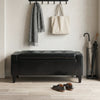 Storage Ottoman Bench, PU Leather Upholstered Bench with Tufted Design, Black