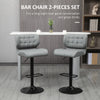 Swivel PU Leather Barstools Set of 2 Adjustable Bar Stools with Footrest Back for Kitchen Counter Dining Room Grey