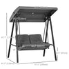 2-Seater Outdoor Porch Swing with Adjustable Canopy, Patio Swing Chair for Garden, Poolside, Backyard