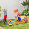 Kids Wooden Sandbox Pirate Ship Sandboat Outdoor Backyard Playset Children Sandpit w/ Bench Seat Storage Space & Flag for 3-6 Years Old