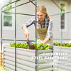 Greenhouse with Raised Garden Bed, Galvanized Metal Planter Box with PE Cover, Roll Up Door, 56