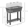 41L Self Watering Raised Garden Bed w/ Ventilation Transparent Lid Greenhouse, Planter Box w/ Storage Shelf, Dark Grey