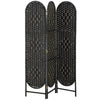 Bohemian Privacy Screen, Folding Room Divider with 3 Panels and Arched Top for Bedroom Living Room Office, Black