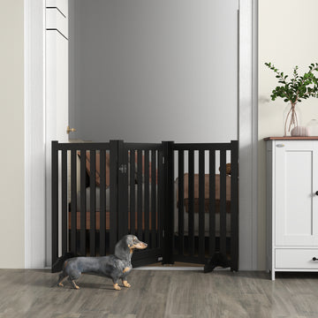 3-Panel Foldable Dog Gate with Feet for Medium Dogs and Below, Black