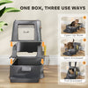 80L XL Stainless Steel Cat Litter Box for Big Cats with Flip Cover, Pull-Out Drawer Tray, High Sided, Pedal, Dark Grey