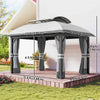 11' x 13' Patio Gazebo, Double Roof Outdoor Gazebo Canopy with Netting & Curtains, Galvanized Metal Frame