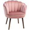 Modern Vanity Chair, Velvet-feel Fabric Leisure Accent Chair with Wood Legs for Living Room, Pink