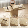 Folding Dining Table Extendable Kitchen Table Storage Cabinet Adjustable Shelf 6-8 People Natural