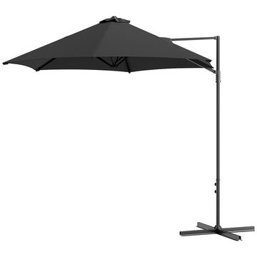 8.5FT Offset Patio Umbrella 360° Rotation Cantilever Parasol Outdoor Cantilever Roma Parasol Φ100.8