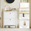 Narrow Shoe Cabinet with 2 Flip Drawers, Adjustable Shelves for Entryway, Holds 10-14 Pairs, White