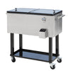 80 Quart Rolling Cooler Cart Portable Patio Ice Beer Beverage Cooling Bin w/ Bottle Opener & Storage Shelf