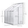 6' x 4' Aluminum Lean-to Greenhouse Polycarbonate Walk-in Garden Greenhouse with Adjustable Roof Vent, Rain Gutter and Sliding Door for Winter