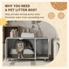 Litter Box Furniture Hidden Cat Washroom Furniture with Double Doors and Scratching Pad, White